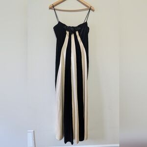 Vintage 90s Black Velvet Dress With Gold  Satin Inserts And Spaghetti Straps.